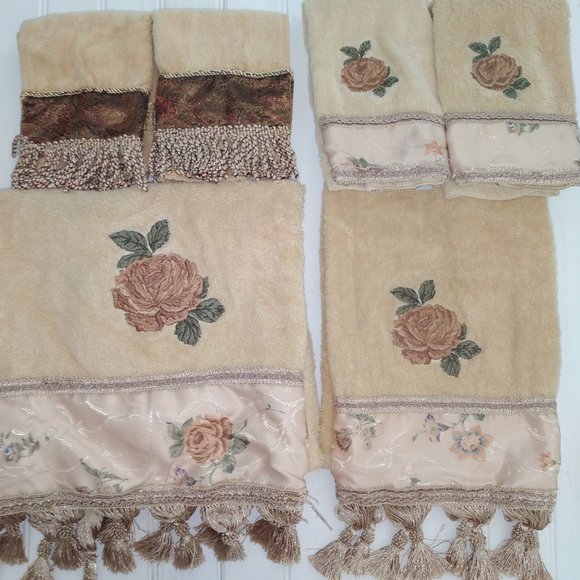 Decorative fancy gold bath towels 6pc - Picture 1 of 14